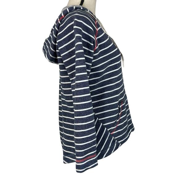 Columbia Small PFG Pullover Top Hooded Striped Stretch Long Sleeve Pocket V-Neck - Picture 3 of 9